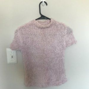 Zara fuzzy crop top in blush pink